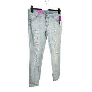 Mossimo Skinny Jeans Low Rise Distressed Slim Fit Light Wash Blue Size 10 NWT